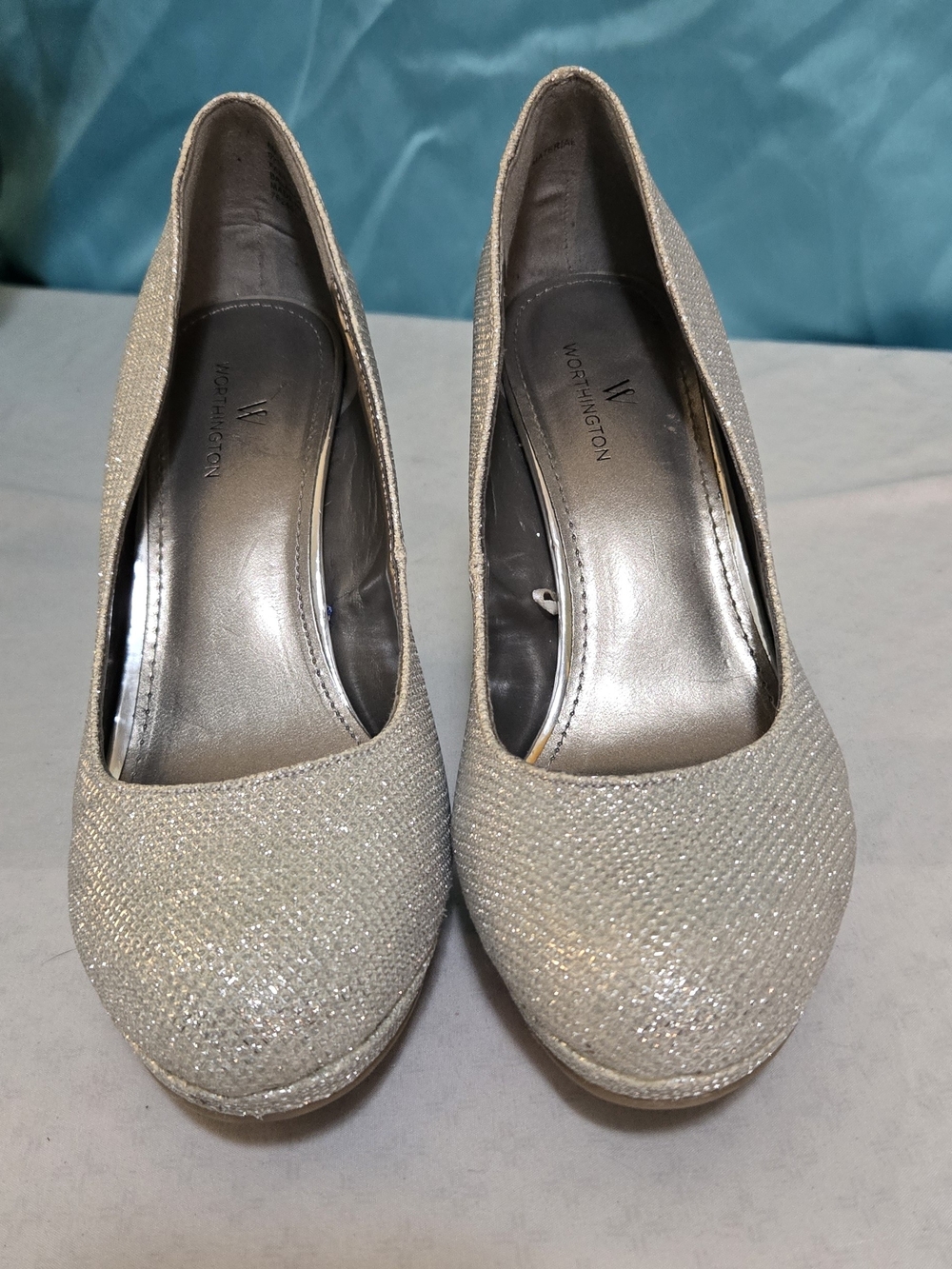 Worthington Silver Glitter Round-Toe Pumps - Women's